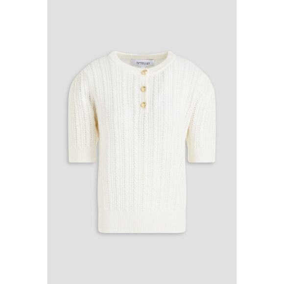 Derek Lam 10 Crosby Shea Pointelle-Knit Button Front Top - Picture 4 of 10